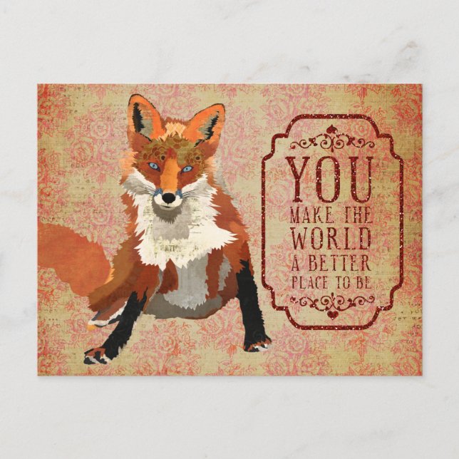 Amber Fox Valentines Day Postcard (Front)