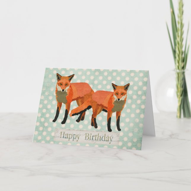 Amber Foxes Carte Anniversaire (Devant)