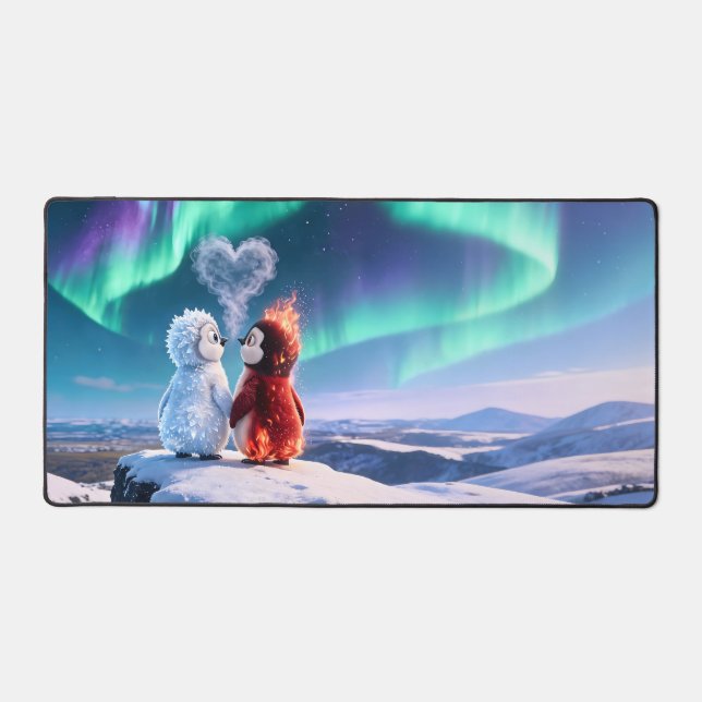 Amber & Frosty Aurora Magic Penguin Mouse Pad (Front)