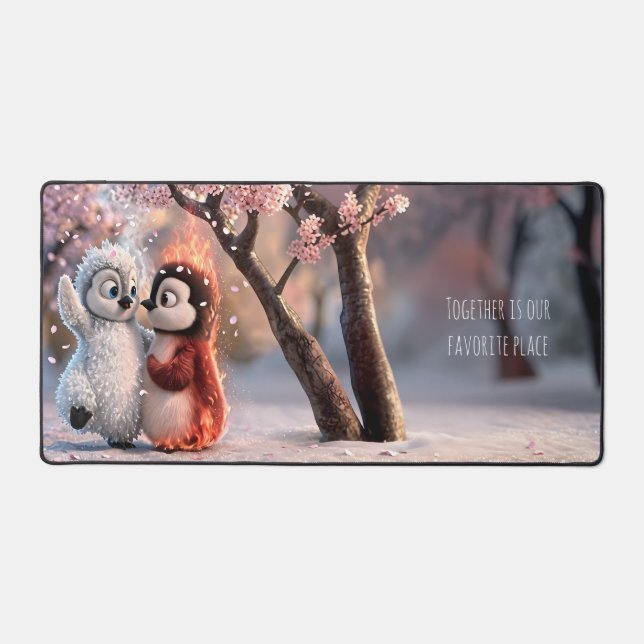 Amber & Frosty Cherry Blossom Penguin Mouse Pad (Front)
