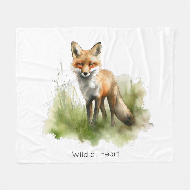 Amber Gaze: Meadow Fox, custom Fleece Blanket (Front (Horizontal))