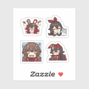 Amber Genshin Impact 4 Pack Sticker Sheet Extra