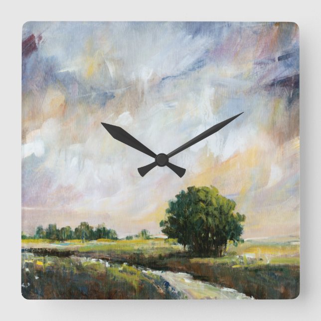 Amber Glow II Square Wall Clock (Front)