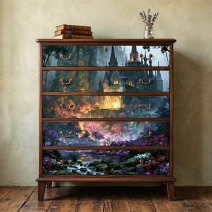 Amber Glowing Gothic Fantasy Castle Decoupage Tissue Paper
