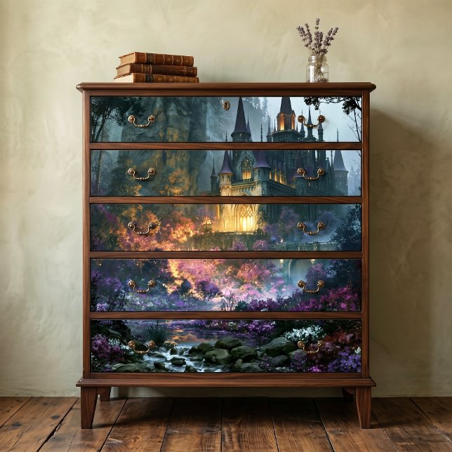 Amber Glowing Gothic Fantasy Castle Decoupage Tissue Paper (Creator Uploaded)