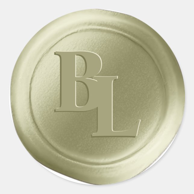 Amber Gold Double Monogram Faux Wax Seal Stickers (Front)