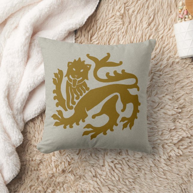 Amber Gothic Revival Lion Throw Pillow (Blanket)