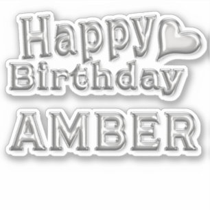 Amber Happy Birthday Silver Autocollants