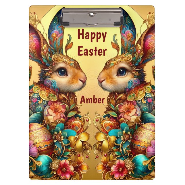 AMBER ~ HAPPY EASTER ~ EASTER BUNNIES ~  CLIPBOARD (Front)