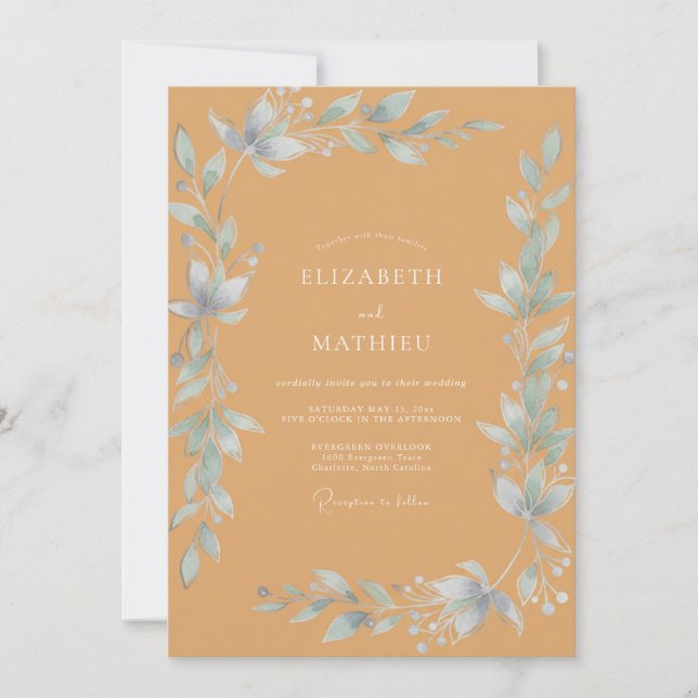 Amber Ice Leafy Wedding Invitation (Front)