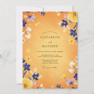 Amber Indigo Wildflower Wedding Invitation