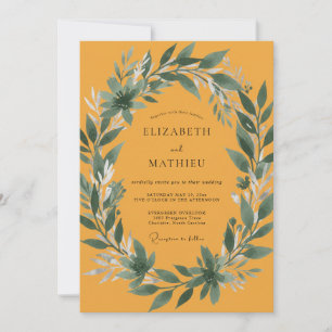 Amber Leafy Wedding Invitation