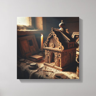 Amber Light Over Forgotten Wooden Sanctuary Canvas Print