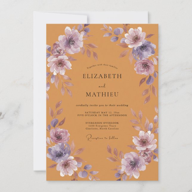 Amber Lilac Bloom Wedding Invitation (Front)
