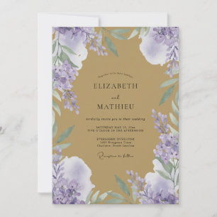 Amber Lilac Peony Wedding Invitation