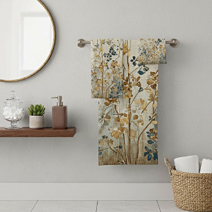 Amber meadow floral bath towel set