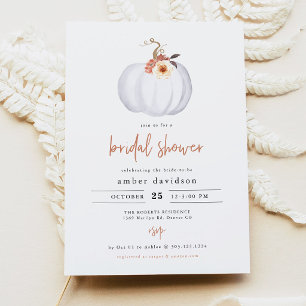 AMBER Modern Rustic White Pumpkin Bridal Shower Invitation