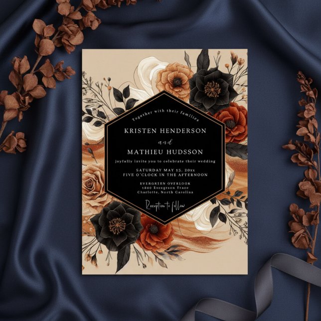 Amber Moody Floral Romance Wedding Invitation (Creator Uploaded)