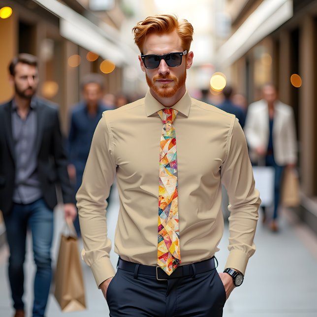 Amber Mosaic Abstract Art Tie (Creator Uploaded)