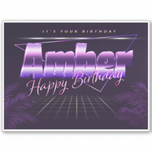 Amber Name First name lila retro Sticker Birthday