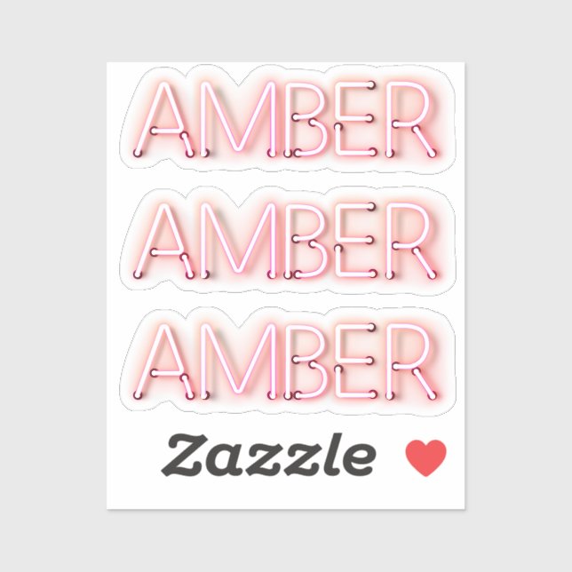 Amber name in glowing neon lights novelty x3 (Sheet)