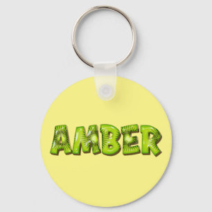 Amber Name Kiwi Design Keychain
