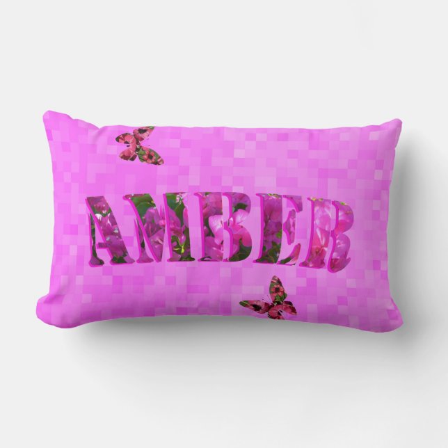 Amber Name Logo. Lumbar Pillow (Front)