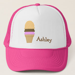 Amber Orange Chevron; Ice Cream Cone Trucker Hat