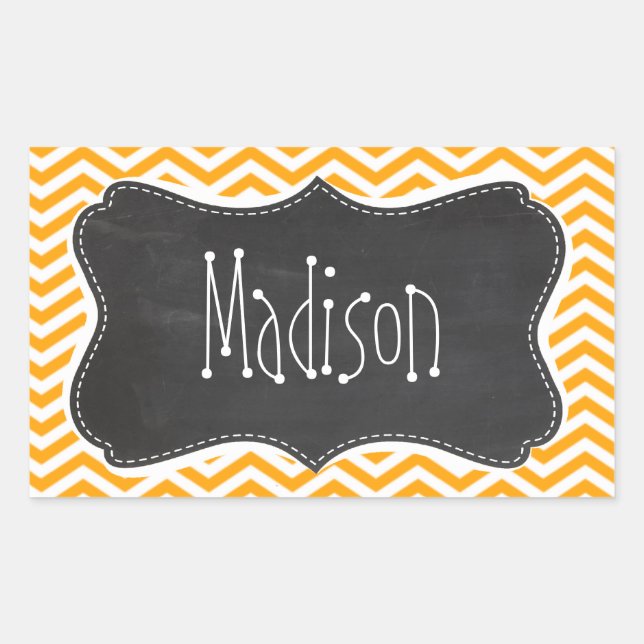 Amber Orange Chevron; Vintage Chalkboard look Sticker (Front)