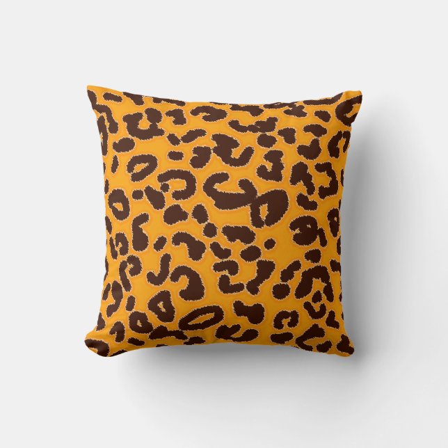 Amber Orange Leopard "animal print" Throw Pillow (Front)