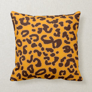 Amber Orange Leopard "animal print" Throw Pillow