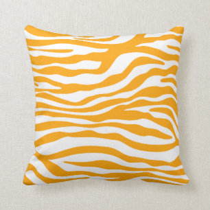 Amber Orange Zebra Animal Print Throw Pillow