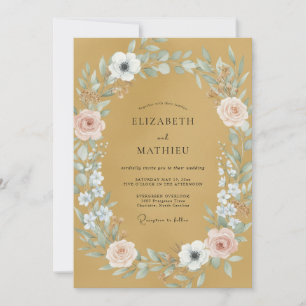 Amber Painted Foliage Wedding Invitation