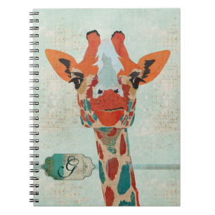 Amber Peeking Giraffe Monogram Notebook