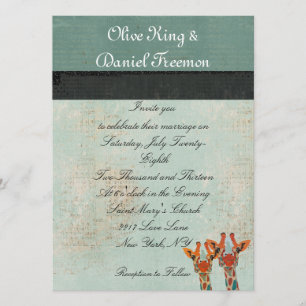 Amber Peeking Giraffes  Wedding Invitation