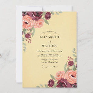 Amber Peony Blossom Wedding Invitation
