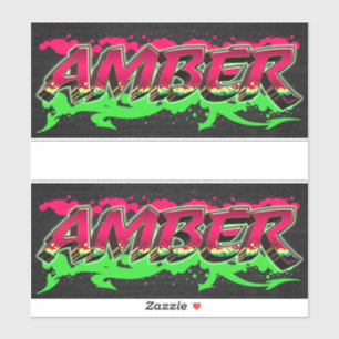 Amber prénom nom graffiti autocollant sticker