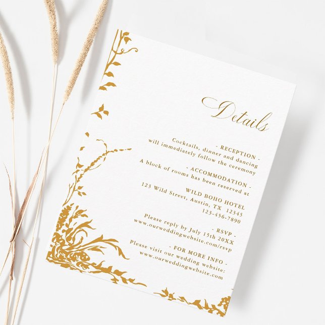 Amber Romantic Botanical Garden Wedding Details Enclosure Card (Creator Uploaded)