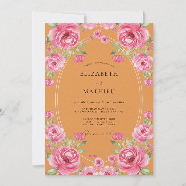 Amber Rose Painted Wedding Invitation (Front)