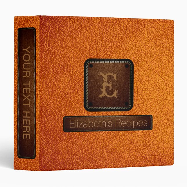 Amber (SAE-ECE) Leather Elegant Monogram Binder (Front/Spine)