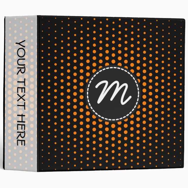 Amber (SAE-ECE) Techno Dots Modern Black Monogram Binder (Front/Spine)