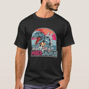 Amber Saurus Funny Personalized Dinosaur T Rex Nam T-Shirt