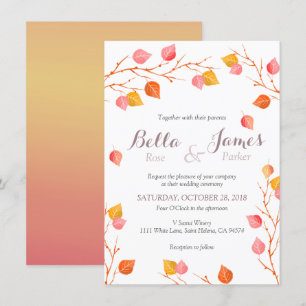 Amber Sky Autumn Leafs Invitations Mariages de aut