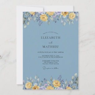 Amber Slate Wildflower Wedding Invitation