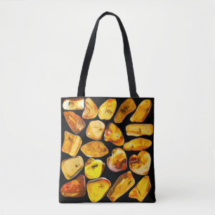 Amber stone inclusions tote bag