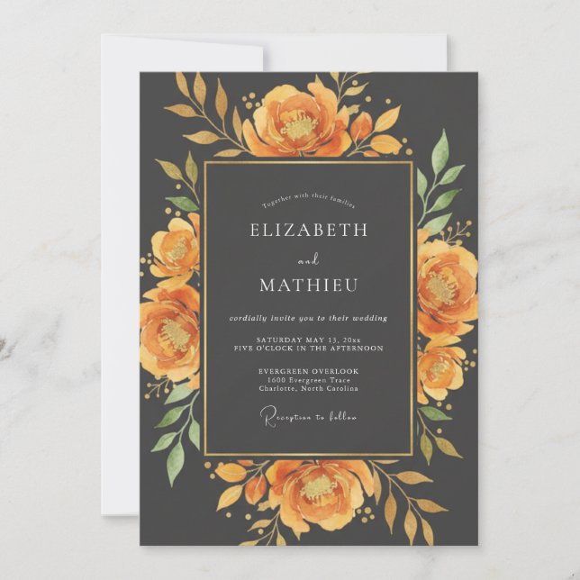 Amber Striking Autumn Wedding Invitation (Front)