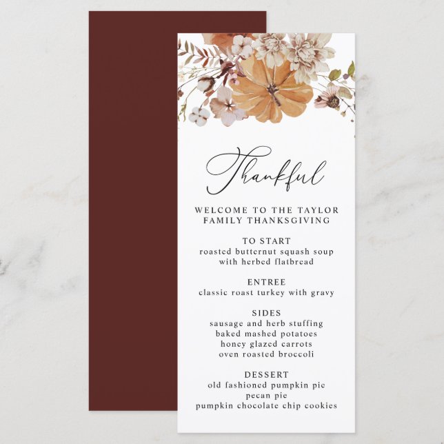 AMBER thanksgiving dinner rustic menu template (Front/Back)