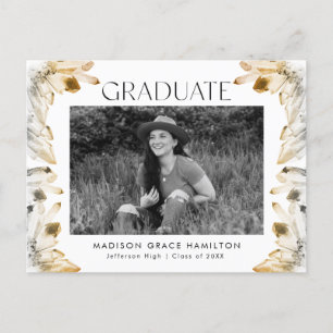Amber Watercolor Crystal Photo Graduation Party Invitation Postcard