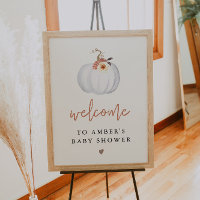 AMBER White Pumpkin Fall Baby Shower Welcome