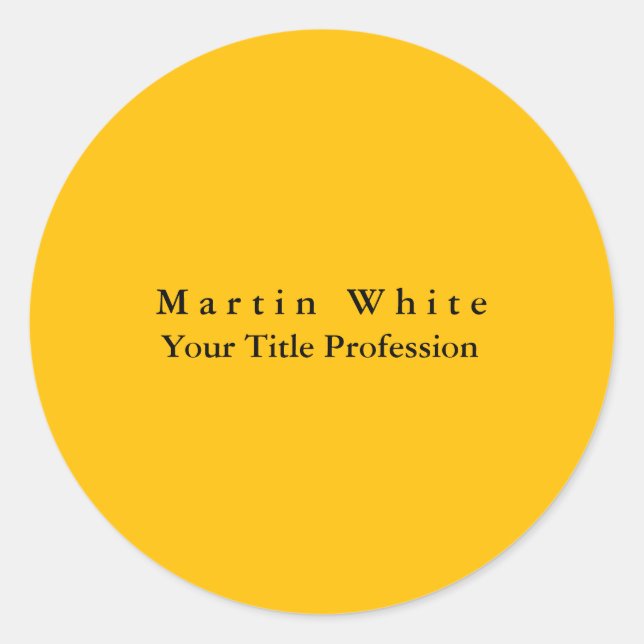 Amber Yellow Plain Elegant Professional Classic Round Sticker (Front)